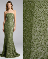 Tissu en maille de dentelle vert sauge de qualité supérieure avec perles et sequins, broderie florale pour robe de mariée et de soirée, vente en gros, en stock, livraison rapide