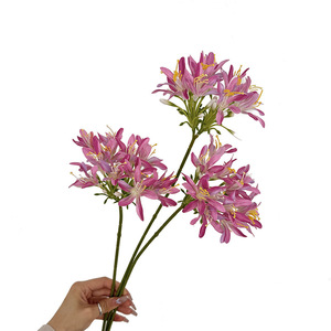 Artificial Agapanthus Flowers <b>Silk</b> High Simulation Home Decoration Floral Arrangement White Blue Purple Orange Rose <b>Red</b> - Product Image 5