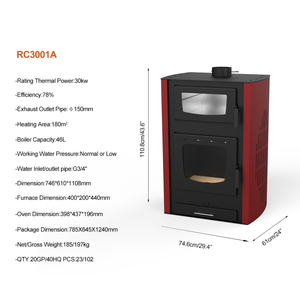 Style européen RC3001A 30KW Poêle à <span class=keywords><strong>bois</strong></span> au design moderne en acier avec four et chaudière pour la cuisine et le chauffage pour le salon - Product Image 3