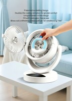 Ventilador de Circulación con Difusor de Aroma, Carga USB Inalámbrica, Oscilación Automática Silenciosa, Luz Nocturna de 3 Colores, Plástico, para Dormitorio u Oficina