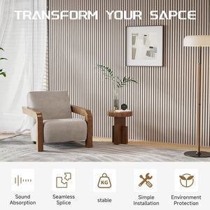 Panneau en feutre PET adossé à des lattes de MDF en placage de chêne naturel Akupanels Panneaux acoustiques en bois pour la décoration murale intérieure - Product Image 4