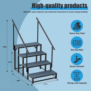Escalones para RV con 2 Pasamanos, Escalones Resistentes de 4 Peldaños para Jacuzzi, Escalones Antideslizantes para <span class=keywords><strong>Spa</strong></span> Exterior para RV, Cámper, Remolque, Casa Móvil, Porc - Product Image 2