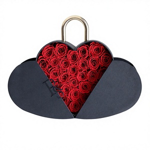 Boîte en forme de cœur rose personnalisée en usine, <span class=keywords><strong>roses</strong></span> éternelles conservées, fleurs naturelles réelles, idéales pour la Saint-Valentin, Halloween - Product Image 2