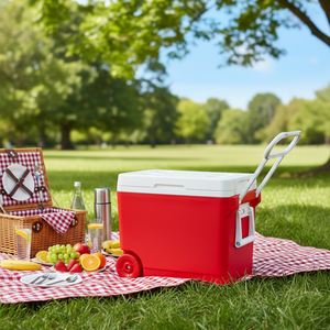 32L Portable Outdoor Camping <strong>Cooler</strong> <strong>Box</strong> with Handle and <strong>Wheels</strong> 2 Days Keep Ice Food Storage Insulated <strong>Cooler</strong> <strong>Box</strong> - Product Image 1