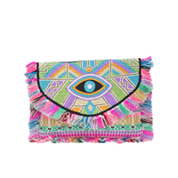 Tas Clutch Wanita Buatan Tangan India Terbaru, Tas Pesta Gaya Bohemian, Tas Selempang Kanvas Buatan Tangan, Clutch Mata Jahat