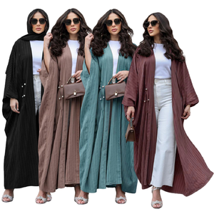 077 di alta qualità modesto Dubai <span class=keywords><strong>Aya</strong></span> donna abito musulmano Turkiye <span class=keywords><strong>a</strong></span> righe Casual taglie forti musulmano Cardigan donna abito Femme - Product Image 1