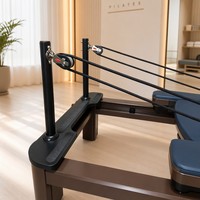 Machine de remodelage corporel Pilates Reformer en aluminium avec finition grain de bois, équipement de studio Pilates