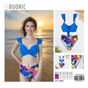Set bikini da donna Buonic con stampa floreale blu, taglia 42 44 46 48, costumi da bagno, abbigliamento da spiaggia - Product Image 3