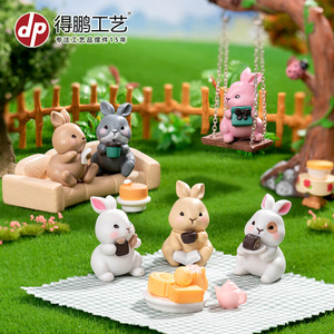 Depeng Crafts Mini Rabbit Figurines Casual Bunny Series Injection Molding Desktop Home Decoration <b>Easter</b> <b>Ornament</b> - Product Image 3