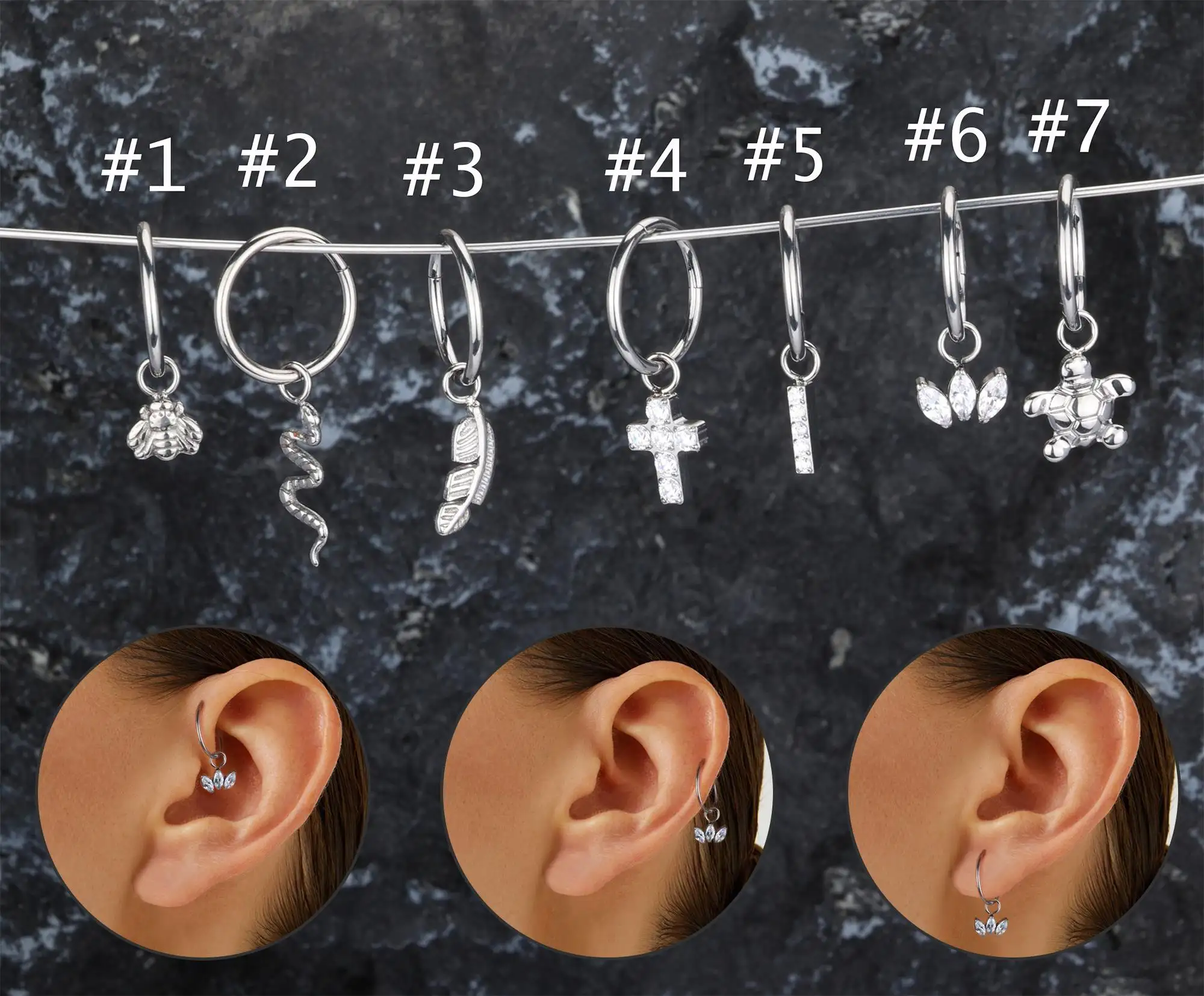 g23 medical grade astm f136 designer Dangle nose ear tragus body earring body piercing jewelry titanium
