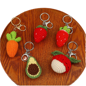 Cute Plush Crochet Fruit Slice Keychain: Watermelon, Orange, Kiwi, Strawberry