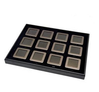 Boîte en métal haut de gamme personnalisée pour pierres précieuses, couleur noir et argent, avec plateau en cuir PU, étui de rangement et de présentation pour diamants et pierres précieuses en vrac