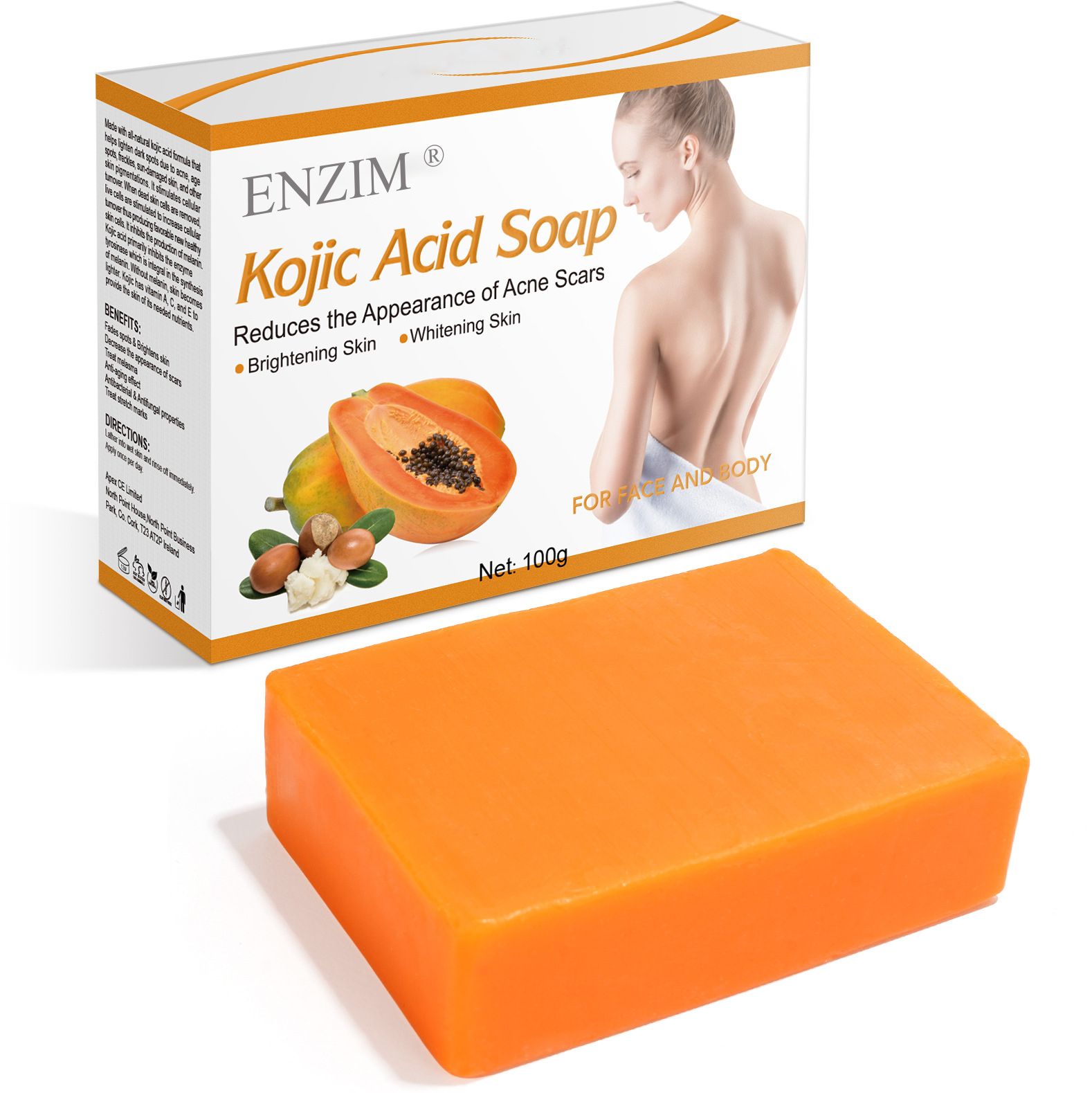 Groothandel 70G-200goem Gloeiende Bleekhuid Papaja Tumeric Kojic Zuur Badzeep