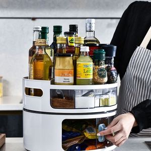 Transparent Plastic Double Rust Resistant Lazy Kitchen Spice <b>Rack</b> Makeup Storage 360 Degree Turntable Rotating Seasoning - Product Image 3