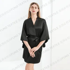 FUNG 6055 Высококачественная Летняя женская одежда для сна Шелковый атласный пояс с бантом сексуальный кардиган для глубокой ночи носимые платья для сна