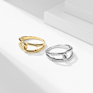 สไตล์ยุโรปโบว์น็อตแหวนเหล็กทองของขวัญเครื่องประดับแฟชั่นสำหรับทุกเพศ - Product Image 2