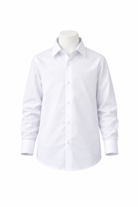 Camisa Escolar de Manga Larga de Popelina de Algodón Azul para Niños, Camisa Escolar Clásica para Niños - Product Image 2