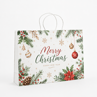Sacs de courses en papier kraft biodégradables personnalisés pour Noël, avec poignées, pour emballage cadeau de fêtes, vente en gros