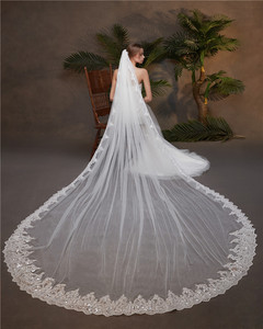 S5800F New Hot -selling Wedding Dress Accessories New Lace Tail Bride Veils for Women - Product Image 3