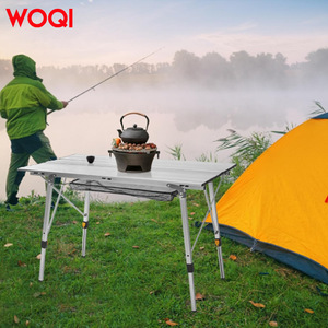 Table de camping pliante en aluminium Woqi 90x68x51.5cm, table d'extérieur portable avec plateau rigide réglable pour pique-niques et camping - Product Image 1