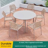 Ensemble de table et chaises de jardin au design moderne, en panneaux de dalle, avec chaises en alliage d'aluminium, résistant aux intempéries, cadre en aluminium durable, imperméable