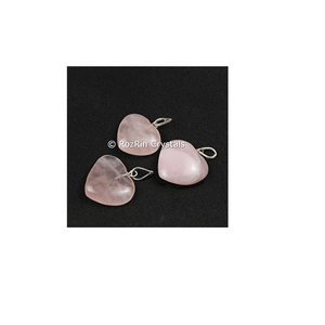 Colgante de piedras preciosas semipreciosas colgantes en forma de corazón de cuarzo rosa - Product Image 1
