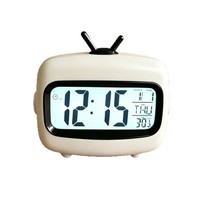 Retro TV-Wecker Tischuhr Plastik Trendiger Niedlicher Visueller Elektronischer Countdown-Timer Leuchtende Anzeige Kalender Wochentagsanzeige