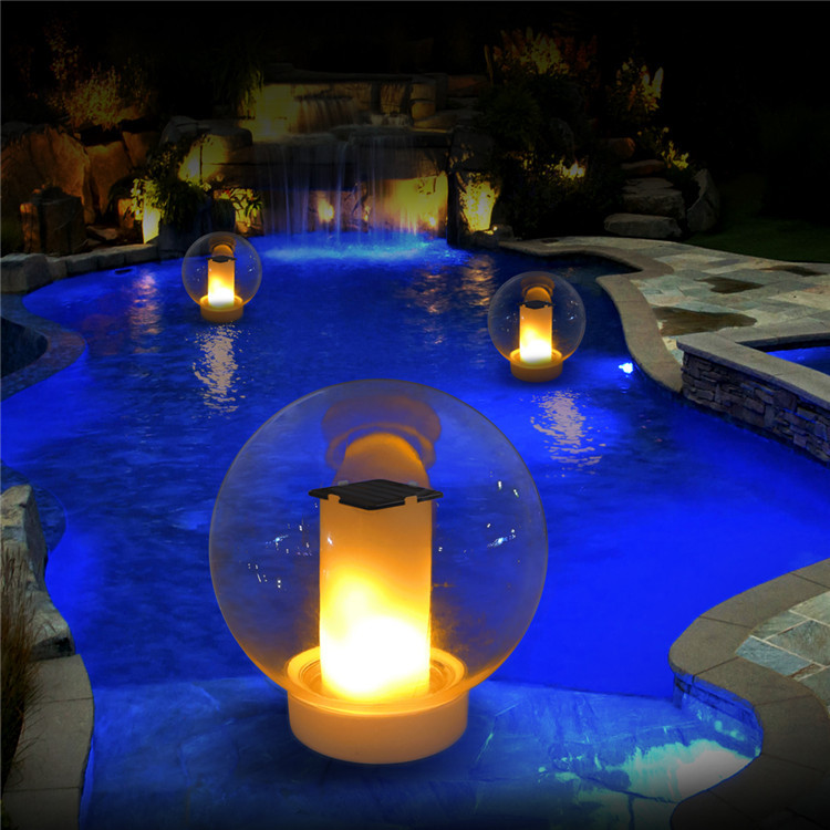 Solar Powered Flame Pool Lights, 5.9" Glow Ball Swimming Pool Lights Waterproof, Solar Floating Lights for Pool Accessories