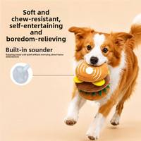Jouet en peluche mignon et couineur en forme d'ours en peluche avec design frites et hamburger pour chats et petits chiens