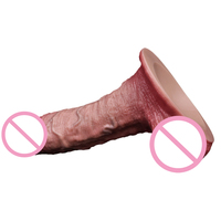 Consolador vibrador supersuave para adultos, pene de emulación realista de silicona líquida de platino de doble capa para masturbación femenina