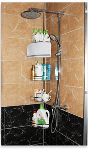 Caddy de <span class=keywords><strong>douche</strong></span> Coin 4 couches Organisateur <span class=keywords><strong>Étagère</strong></span>s en acier inoxydable antirouille Rack sans perceuse Grand poteau de stockage et de tension - Product Image 5