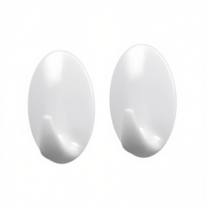Large Egg Shaped Adhesive <b>Hooks</b> Set Of 2 White Wall Storage <b>Hooks</b> For Home <b>Kitchen</b> Bathroom Use - Product Image 2