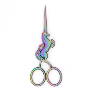 Colored <b>Titanium</b> Horse Shaped Scissors Stainless Steel Straight Head Home Use Cross Stitch Tea Bag Shears - Product Image 4