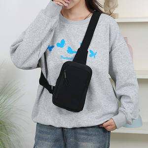 Nouveau sac de poitrine pour femme de style japonais, léger, résistant à l'eau, avec fermeture éclair, pochette pour téléphone, tenues de tous les jours, noir, bleu, rose - Product Image 1