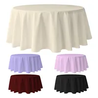 Toptan polyester özel beyaz yuvarlak açık havada parti ziyafet düğün masa örtüsü masa örtüsü