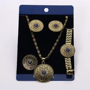 Conjunto de joyería de cuatro piezas, conjunto de pendientes, collar