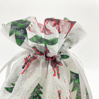 Sacs cadeaux en lin imprimés pour le festival de Noël, avec cordon de serrage, pour emballer les cadeaux de fête