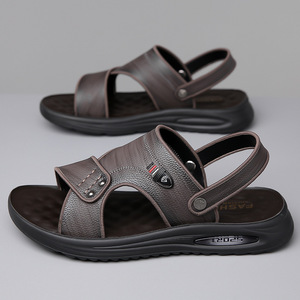 Sandalias Cruzadas para Hombre, de Cuero Genuino, Punta Abierta, Suela de Goma Antideslizante, Estilo Deportivo Casual - Product Image 3