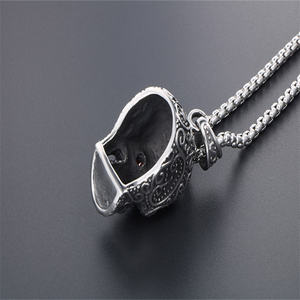 Colgante de acero inoxidable 316L personalizado para hombre vintage con ojos de circón rojo collar de calavera - Product Image 6