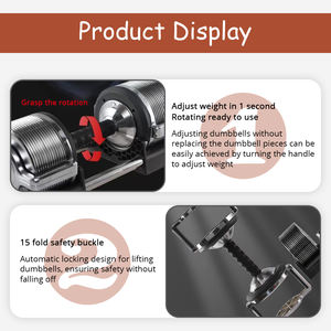 <span class=keywords><strong>Manubri</strong></span> Regolabili Elettroplaccati per Livelli di Allenamento Personalizzati, Manubrio Regolabile 32 <span class=keywords><strong>Kg</strong></span> con Incrementi di <span class=keywords><strong>2</strong></span> <span class=keywords><strong>Kg</strong></span> - Product Image 2