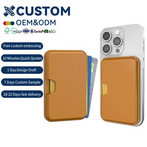 क्लासिक ब्राउन मैग्नेटिक pe चमड़े के क्रेडिट कार्ड धारक स्लिम Rifd mag सुरक्षित फोन वॉलेट - Product Image 1