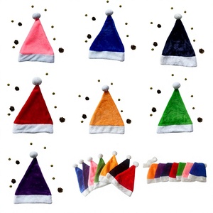 Cappelli di Babbo Natale in Peluche, Ornamenti Natalizi Multicolore: Rosso, Blu, Viola, Caffè, Giallo, Rosa, Verde, a Pelo Corto - Product Image 1