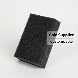 Éponge de nettoyage en polyester noir, <span class=keywords><strong>poreuse</strong></span> en nid d'abeille, haute mousse, réutilisable pour la cuisine, la vaisselle, le nettoyage des poêles antiadhésives - Product Image 6