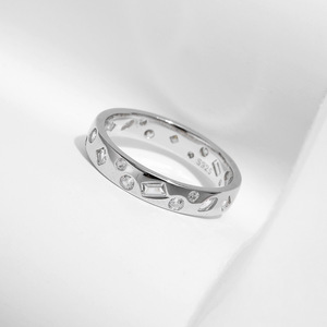 925 Sterling <b>Silver</b> Multi Cut Zircon <b>Eternity</b> Band <b>Ring</b> Stackable Minimalist Wedding Promise <b>Ring</b> for Women Daily Party Jewelry - Product Image 3