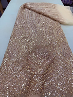 NI.AI Grande dentelle filet rouge perlée avec sequins et perles pour robe de mariée femme LY6346