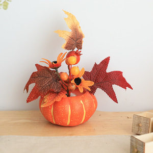 Vendita calda creativa di Halloween fiori decorativi e piante di <span class=keywords><strong>zucca</strong></span> artificiale Bouquet di acero Set per puntelli fotografici - Product Image 4
