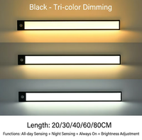 Éclairage LED pour armoire murale en alliage d'aluminium, 3 couleurs, gradation progressive, 3000K-6000K, détecteur de mouvement PIR, garantie 2 ans
