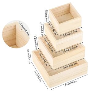 Solid Wood Storage Box <b>Square</b> Engraved Floral Design Desktop Organizer Decorative Gift Box Multi Functional <b>Bins</b> - Product Image 3