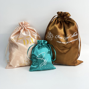 Wholesale Luxury Satin Gift Bags Wedding Favor Baby Shower Christmas Gift Bags Silk Drawstring Bags with Custom Logo - Product Image 5