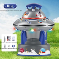 Activités de plein air pour enfants 360 °   Toupie spatiale volante rotative et lumineuse, alimentée au pied, avec fonction d'arrosage et de jeu aquatique